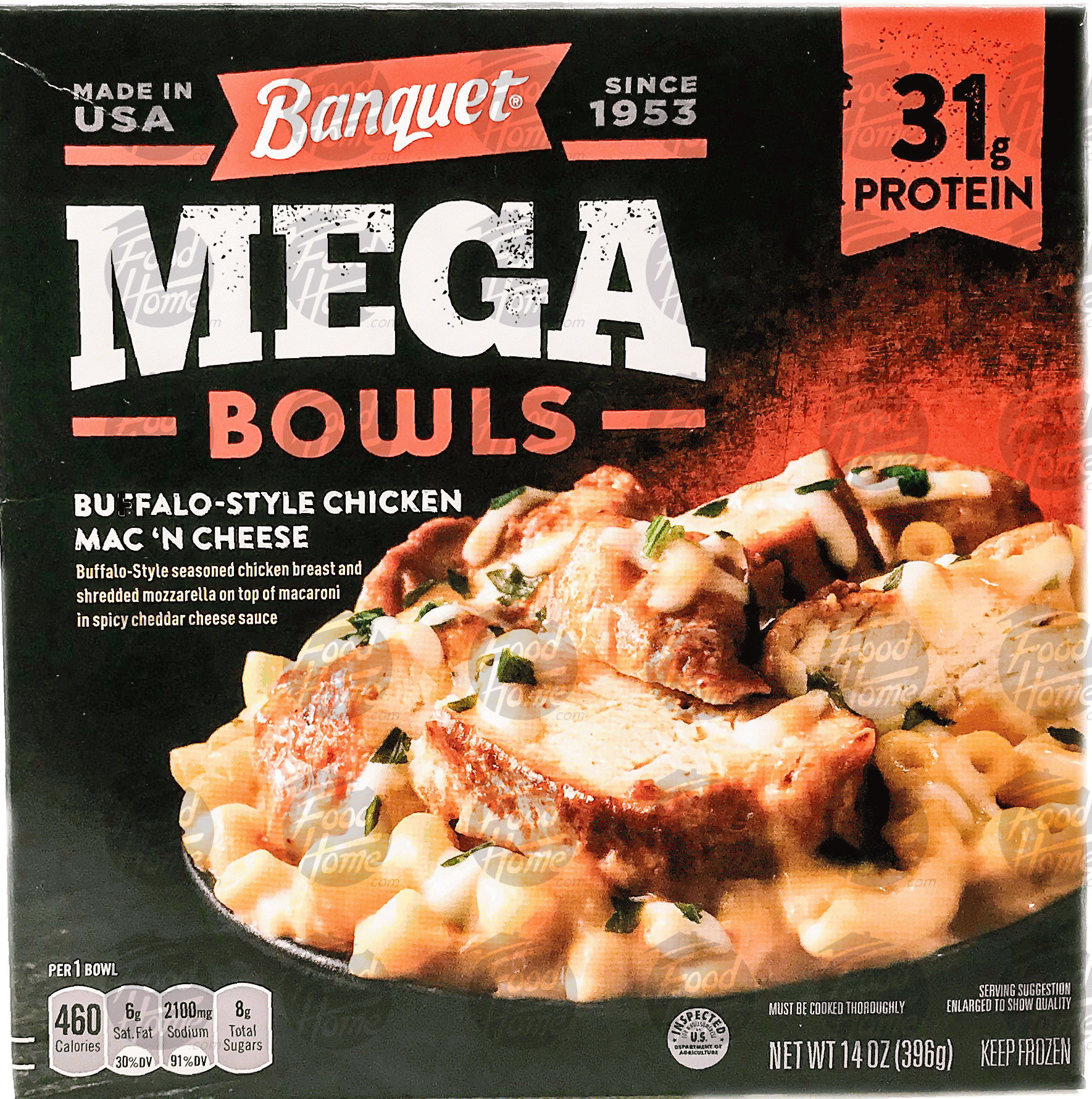 Banquet Mega Bowls buffalo-style chicken mac 'n cheese, frozen bowl Full-Size Picture